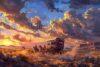 Station Wagon Silhouette in Desert Glow，Wild West Sunset 35 Piece Jigsaw Puzzle Cardboard Pieces with Precise Fit | Decorative Puzzle Craft for Living Room Accent