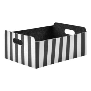 STAYTOP Black White Stripes Storage Bin Collapsible Felt Storage Basket Storage Cubes Organizer with Handles for Office Closet Books