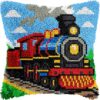 Steam Train Latch Hook Pillow Kits for Adults Beginners, DIY Cushion Cover