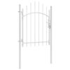 Steel Garden Gate 39.4 x 68.9 Inch Arched Entryway Fence for Patio Yard White Powder Coated Security Barrier