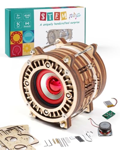 STEM DIY Bluetooth Speaker Kit - STEM Engineering Toys for Kids Ages 8-16. Build Your Own Portable Speaker with Rechargeable Battery. Educational Birthday for Teens, Boys & Girls.(Red)