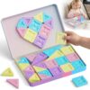 STEM MATCH Mini Magnetic Tiles Girls Travel: 40 PCS Macaron Building Blocks with Tin Box - 90 Mins Quiet Play 45s Cleanup - Airplane & Road Trip Toys for Kids Age 3 4 5 6