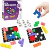 STEM Puzzle Game The Brain Square with 160000+ Solutions Pattern Matching Blocks Brain Teaser Toy Roll Dice & Race Your Opponent to Fill Grid Travel Game for Kids & Teens Back to School Birthday Gift