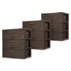 Sterilite 3 Pack 3 Drawer Wide Storage Tower, Weave Organizer, Espresso