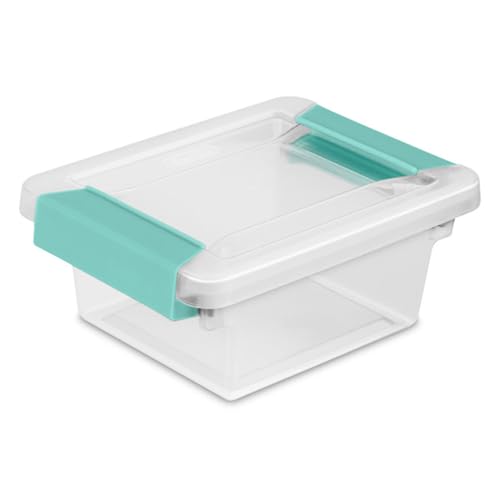 Sterilite 6-Pack Clip Box, Stackable Clear Plastic Bins with Latching Lids, Mini - Writing, Arts or Crafts Supplies Storage Containers for Home, Office, Classroom and Workshop Organization