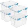Sterilite Gasket Storage Box with Lids for Home & Office, 54 Quart, 4-Pack