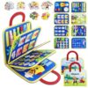 STEVE and MAGGIE Busy Book for Toddlers 1-3, Montessori Busy Board, Fine Motor Skills Activity Book, Toddler Airplane Travel Toy, Educational Gift for Boys & Girls