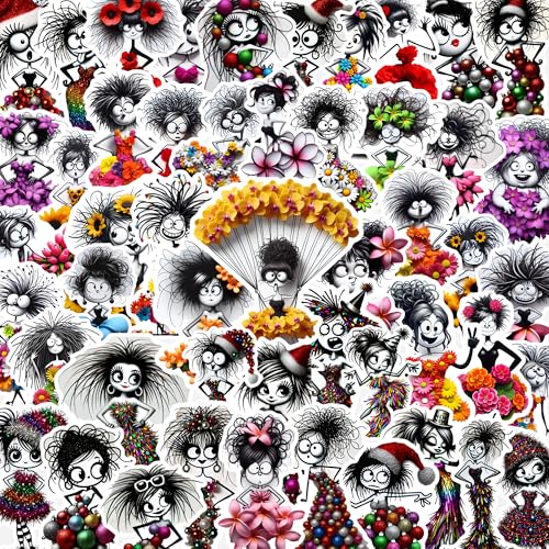 Stickers for Girls 50 PCS – 3-Inch | Large Size Stickers for Women in Cute Flower Girl and Christmas Cartoon Themes | Decals for Waterbottle, Car and Laptop | Waterproof Vinyl Sticker