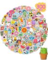 Stickers for Water Bottles, 300 Pcs/Pack Cute Vinyl Waterproof Laptop Sticker for School Students Gifts Supplies Classroom Teachers Prizes Stocking Stuffers Stickers for Kids Girls Teens