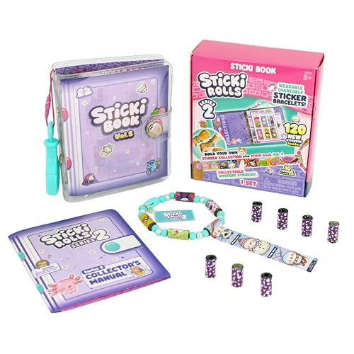 Sticki Rolls Sticki Book Series 3 - Wearable & Shareable Sticker Bracelet + Collection Sticki Book | Includes 120 Mini Stickers | 50 Activity Pages | Over 1000 Fun Sticker Designs to Collect!
