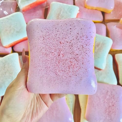 Sticky Bread Butter Squishy, Super Soft Bread Shaped Slow Rising Squishy Toy, Pink Toast Shaped Squishies for Stress Relief & Sensory Fidget Play (Pink)