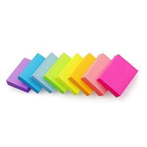 Sticky Notes 1.5x2 in, Bright Colors Self-Stick Pads 8 Pads, 100 Sheets/Pad