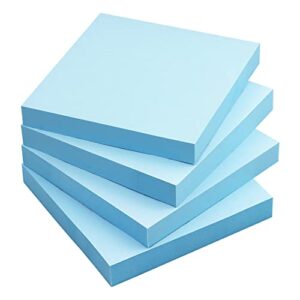 Sticky Notes 3x3 in, Self-Adhesive Note, 4 Pads, 100 Sheets/Pad, Light Blue