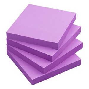 Sticky Notes 3x3 in, Self-Adhesive Note, 4 Pads, 100 Sheets/Pad (Purple)