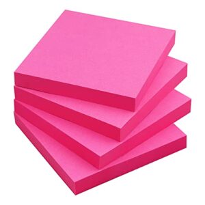 Sticky Notes 3x3 in, Self-Adhesive Note, 4 Pads, 100 Sheets/Pad (Rose Red)