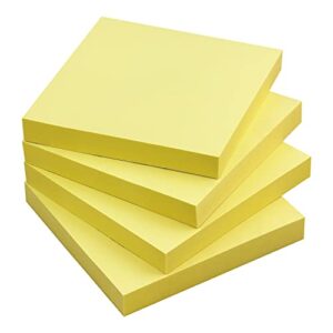 Sticky Notes 3x3 in, Self-Adhesive Note, 4 Pads, 100 Sheets/Pad (Yellow)