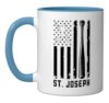 St. Joseph American Flag Baseball Lover USA St. Joseph Ceramic Mug, Blue/White