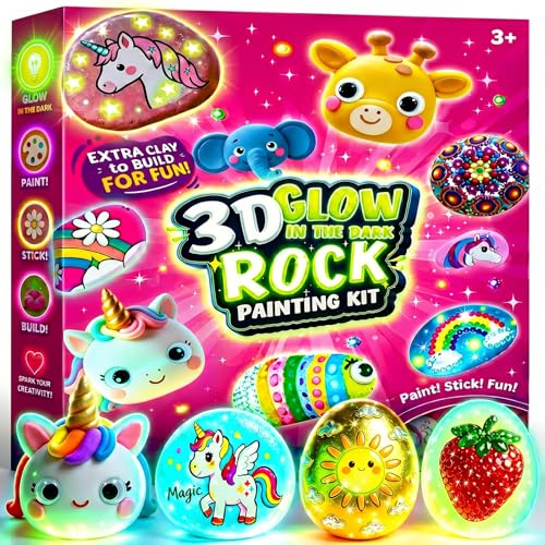 Stones Painting Set Craft Set Children from 6-12 Years, Creative Stone Painting, Craft Set Stones Painting Set for Children Craft Gift Girls 6 7 8 9 10 11 12 Years, Glow in the Dark, Halloween Gift