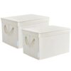 Storage Bins with Lids, 34L Fabric Storage Basket with Cotton Rope Handles, Collapsible Closet Organizer Bin, Heavy Duty Polyester Storage Box for Shelves, Bedroom, Nursery, Living Room, 2 Pack Ivory