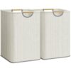 STORAGE MANIAC 2-Pack Large Laundry Hamper, 100L (26.4 Gal) Collapsible Laundry Basket with Bamboo Handles, Freestanding Waterproof Clothes Hamper for Laundry Room, Bedroom, Dorm, Towels, Stripe