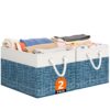 StorageTastic Storage Bin,Collapsible Storage Basket For Organizing,Large Storage Boxes With Rope Handles,Storage Containers,White & Blue,2 Pack