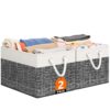 StorageTastic Storage Bin,Collapsible Storage Basket For Organizing,Large Storage Boxes With Rope Handles,Storage Containers,White & Black,2 Pack