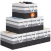 StorageTastic Storage Bin,Collapsible Storage Basket For Organizing,Large Storage Boxes With Rope Handles,Storage Containers,Gradient Grey,6 Pack