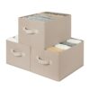 StorageWorks Closet Organizer Storage Baskets, Fabric Storage Bins for Shelves, Closet Organization and Storage Basket, Organizer Bins, Light Brown, 3-Pack, Large