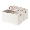 StorageWorks Narrow Storage Baskets for Shelves, Small Storage Bins, Fabric Storage Bins with PU Handle, Ideal for Clothes, Underwear, and Diapers, Beige, 2-Pack