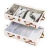 StorageWorks Underbed Shoe Organizer for Closet, Low-Profile Shoe Storage Box for Shoes, Small Foldable Shoe Organizer Box with Clear Window, 2-Pack, Off-White