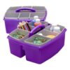 Storex Large Classroom Caddy with Cups, 13 x 11 x 6.575 Inches, Purple, Case of 2 (00986U02C)