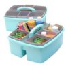 Storex Large Classroom Caddy with Cups, 13 x 11 x 6.575 Inches, Teal, Case of 2 (00984U02C)