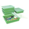 Storex Letter Size Flat Storage Tray – Organizer Bin with Non-Snap Lid for Classroom, Office and Home, Green, 5-Pack (62539U05C)