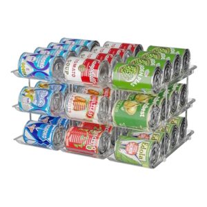 STORICANS Can Organizer For Pantry, Adjustable Height And Width Canned Goods Organizer, Roller Soup Can Organizer Holds Up to 36 Cans for Kitchen Cabinet or Refrigerator(CLear 3 Tier)