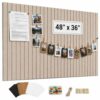 Storizephyr Cork Boards for Walls Alternative 48"x36", 12 Pack Felt Bulletin Boards with Pushpins, Bold-Strip Pin Board, Corkboards Office Home Decor with 72 Adhesive Tabs Taupe