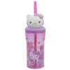 STOR Kids Tumbler with Straw and Lid Hello Kitty, 3D Figure, 360 ml, Reusable Plastic, BPA Free, Ideal for Boys and Girls