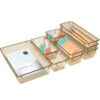 StorMiracle 10 PCS Drawer Organizer Set, 5 Varied Size Bathroom and kitchen Drawer cabinet organizer Trays, Clear Storage Bins for Makeup, Jewelry, Utensils and Gadgets, Champagne