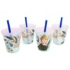 STOR Set of 4 Frozen Kids Tumblers with Straw 285ml Reusable Plastic PP BPA Free Party Tableware