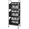 STO STO 3-Tier Vertical Laundry Hamper with Wheels, 120L Rolling Laundry Sorter with 3 Removable Breathable Mesh Bags, Rust-Resistant Steel Frame for Small Spaces, Apartment, Dorm, Black Mesh