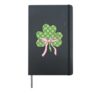 St. Patricks Day Retro Clover Coquette Bow Green Checkered Hardcover Journal, Black