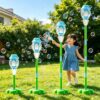 Street Light Shape Bubble Machine Toy with LED and Music Effect for Park Picnics and Family Gathering Entertainment Bubble Maker Party Supply