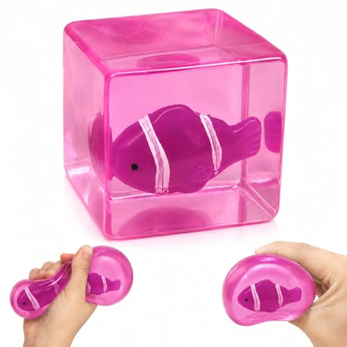 Stress Cube Squishy Stress Ball, Clownfish Squishy Stress Ball Fidget Toys, Sensory Toys for Adults with Autism Stress Balls for Kids Teens, Squeeze Toys for Anxiety Relief Party Favors Goodie Bag