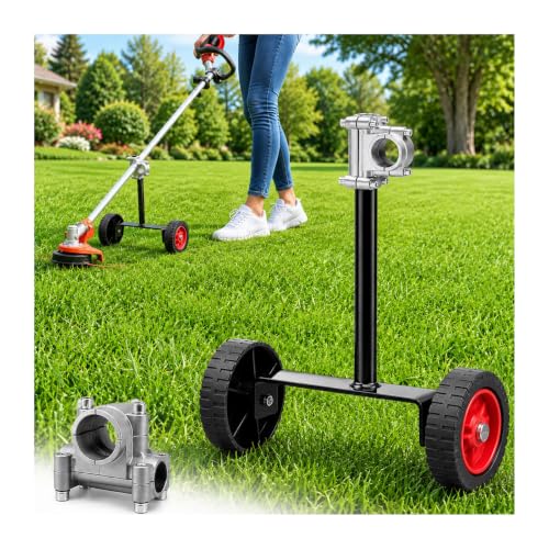 String Trimmer Support Wheel Attachment for STIHL FS 460 C-EM K Short Shaft Clearing Saw, Dual Clamp Rolling Support Converts Straight-Shaft Weed Eater into Walk-Behind Trimmer