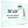 STRMAC Magnetic Glass Dry Erase Board - 36'' x 24'' Whiteboard White Writing Board Nano-Coated Tempered Glass Marker for Wall Office School and Home