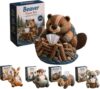 Sttlejura Beaver Tissue Box Sewing Kit, Patchwork Woodland Animal Quilted Cover DIY Craft Set with Pre Cut Fabric for Home Decor and Gift Projects