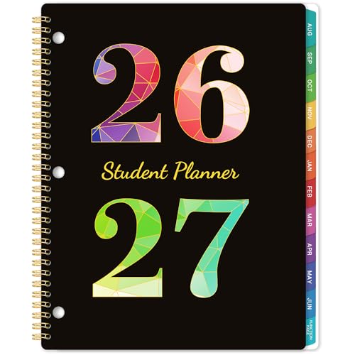 Student Planner 2026-2027 - Academic School Planner 2026-2027 from Aug. 2026 - Jun. 2027, 8.5" × 10.8" Weekly Lesson Organizer, Strong Twin-Wire Binding, Monthly Tabs
