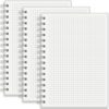 STUDIO O. A. A5 Spiral Graph Ruled Notebook 3 Pack, 160 Pages Ivory White 100GSM Thick Paper, Waterproof Frosted Translucent Cover, Perforated Tear Off Line Squared Journal for School Office