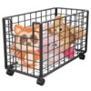 Stuffed Animal Organizer with Brake Wheels, Metal Plush Toy Storage Organizer, Large Capacity Kids Toy Storage Bin with Anti-Tip Straps for Playroom, Kids Room, Nursery