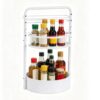 Sturdy Iron Seasoning Organizer Reusable Industrial Turntable Spice Rack Organizer with Paper Towel Holder Round Frame Storage Racks for Seasoning Bottles and Cabinets (White)