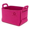 Stylrtop Felt Storage Bin, Collapsible Felt Basket with Handles for Shelves, Closet, Desk, Laundry, Toys, Car - Home Office Decor Organizer (Small, Magenta Pink)